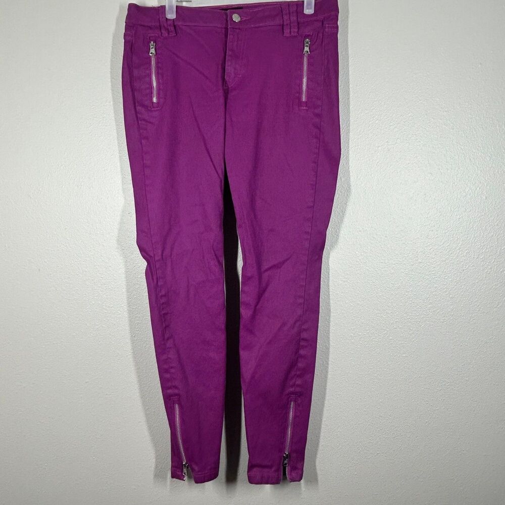 bebe Pants Womens 30 Purple Skinny Ankle Zip YKK Front Zip Pocket Jeans Stretch